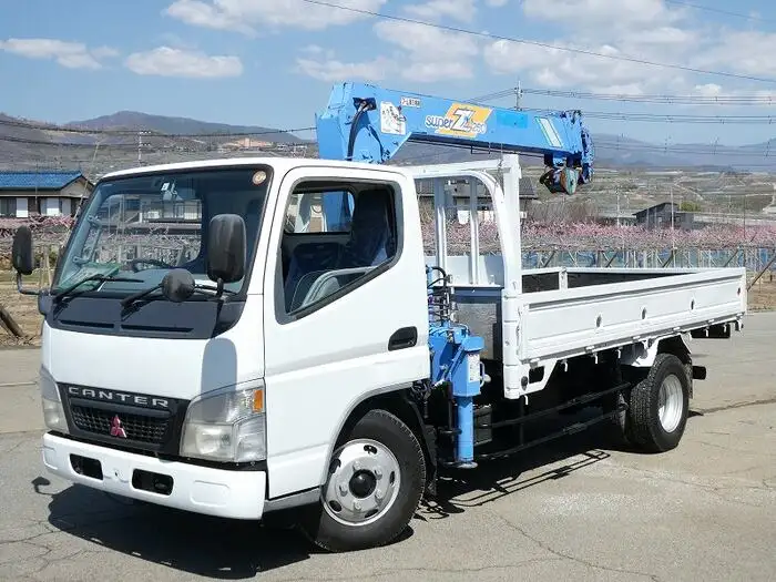 三菱 キャンター 小型 クレーン付 床鉄板 4段 の中古トラック【車両No.143739】