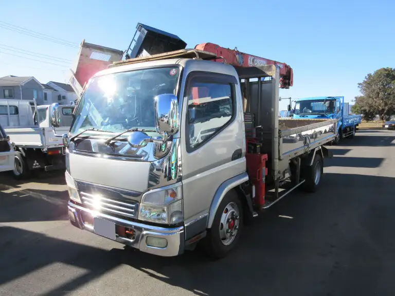 三菱 キャンター 小型 クレーン付 床鉄板 4段 の中古トラック【車両No.180553】