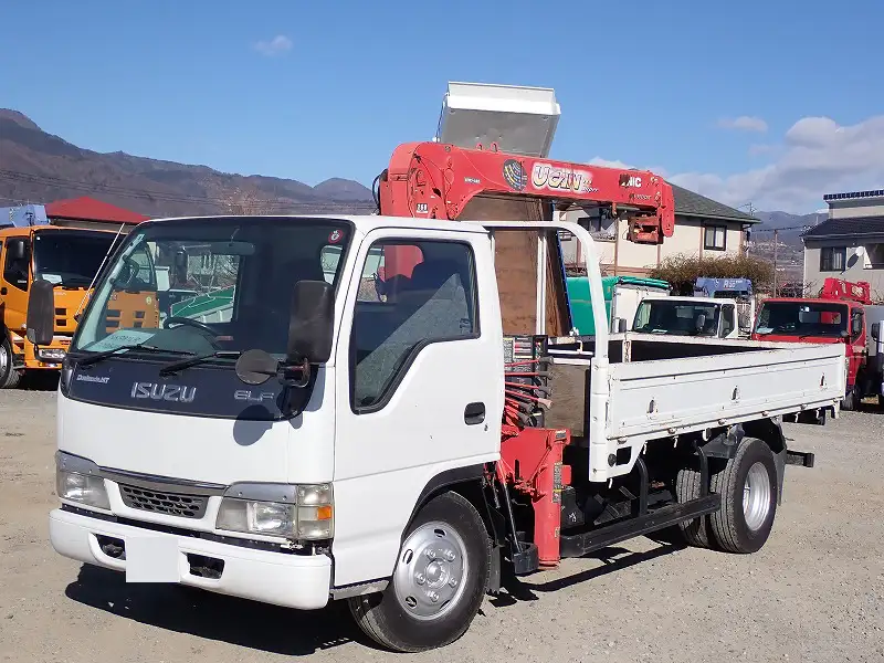 いすゞ エルフ 小型 クレーン付 床鉄板 3段 の中古トラック【車両No.182357】